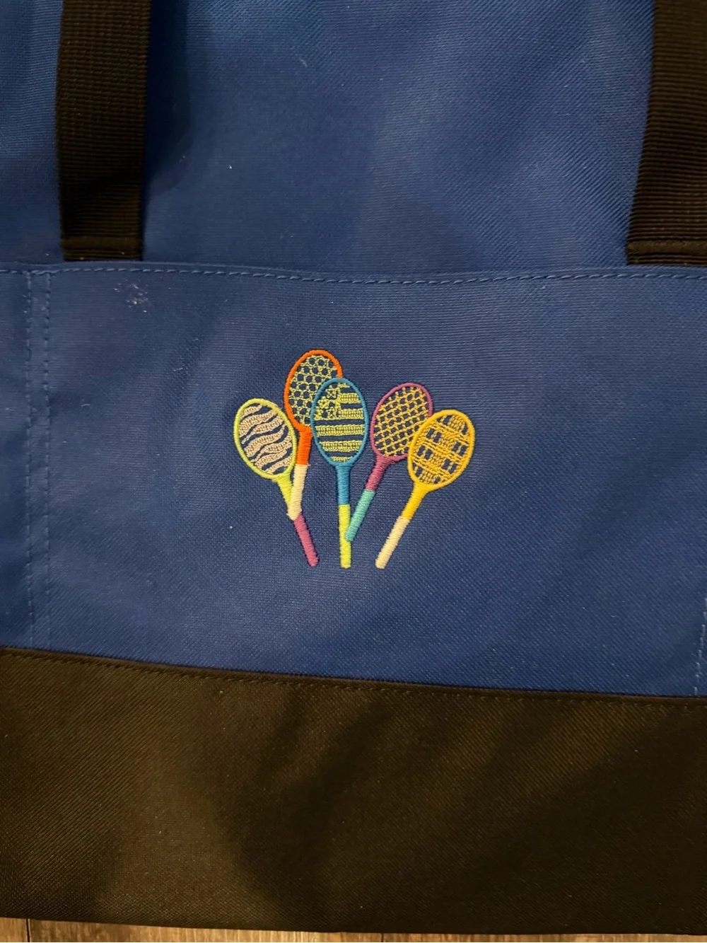 Port Authority Royal Blue and Black Laptop Tote with Racquet Motif